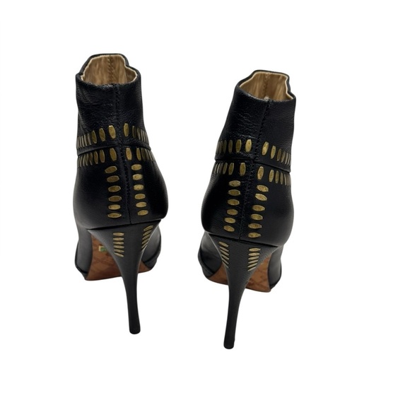 Women’s L.A.M.B. Black Leather W/ Gold Accent Studded Stiletto Booties: Size 6 - Picture 5 of 9